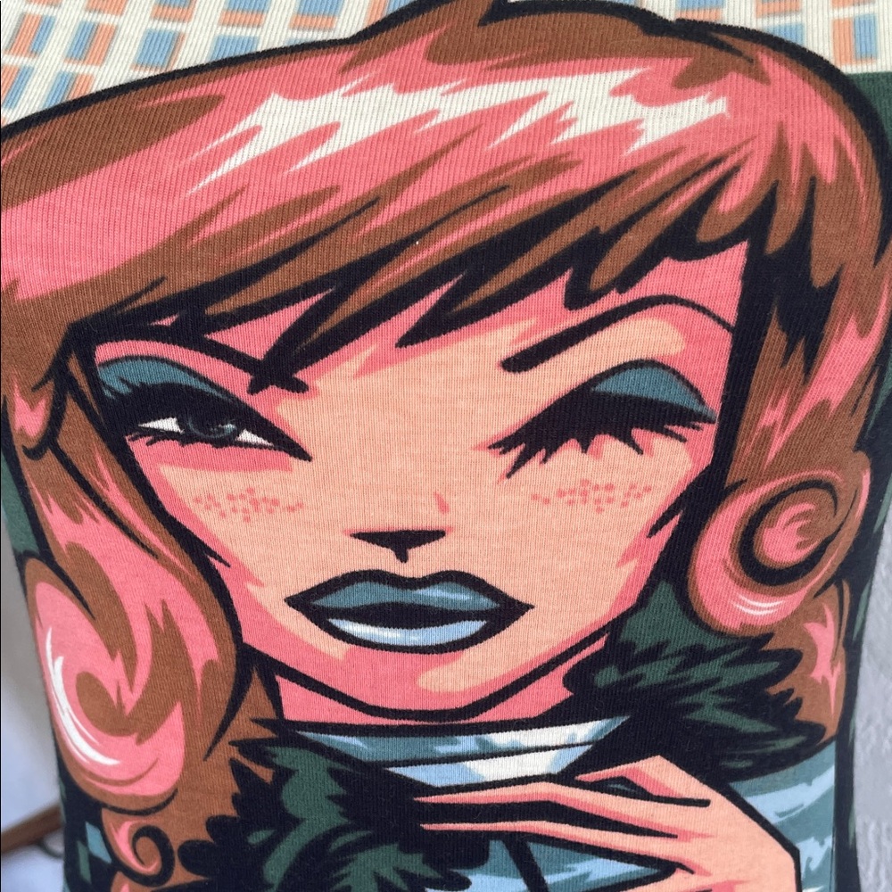 Hayes Womens NWOT Y2K Dead Stock All Over Graphic Print Martini‎ Dress Medium - Picture 6 of 7